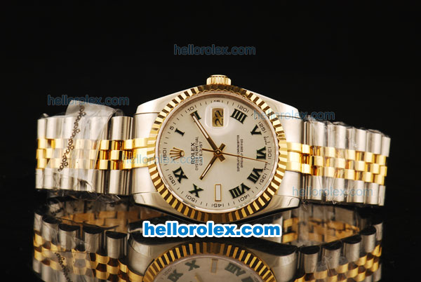 Rolex Datejust Automatic Movement ETA Coating Case with Gold Bezel and Two Tone Strap-36mm - Click Image to Close